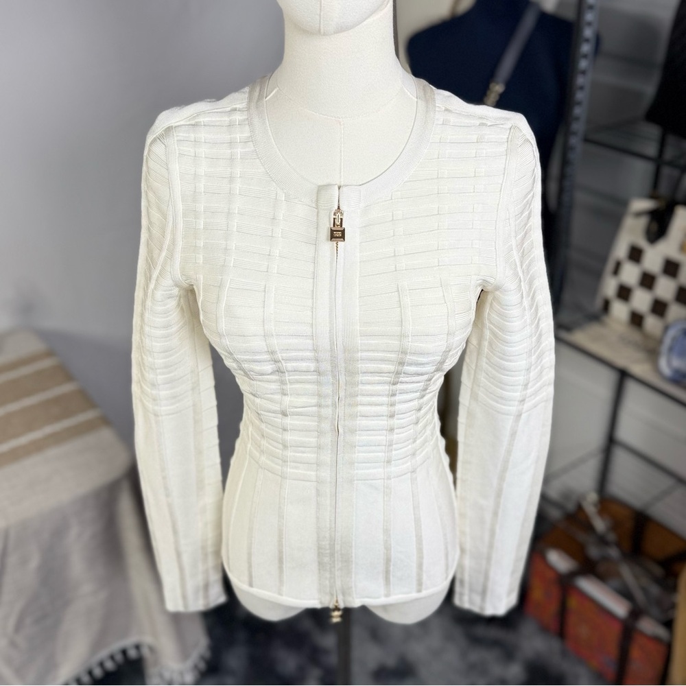 NEW! Herve Leger Off-White Alabaster Flo Jacket - Picture 6 of 16